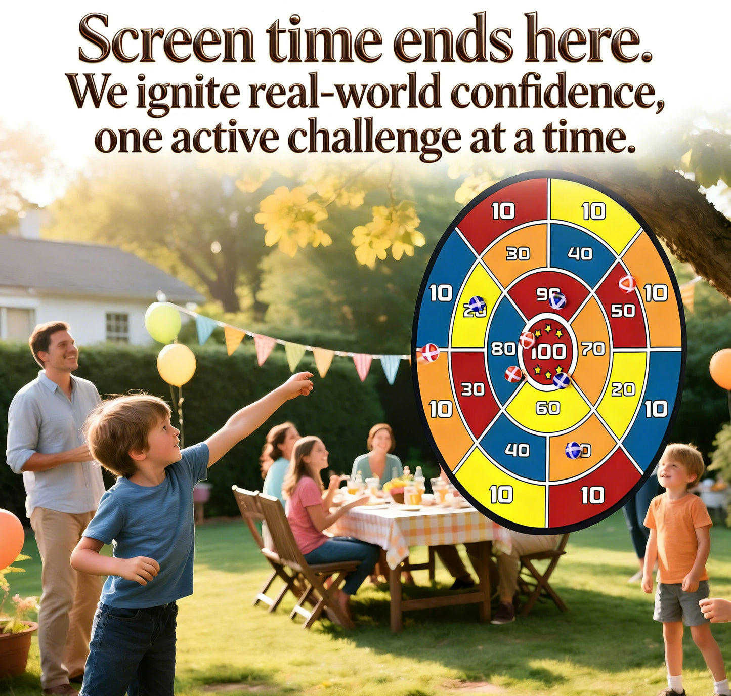 Large Dart Board Game for Kids (2 Pack, 29"), Indoor Outdoor Toss Toys with Scoreboard Target & Tic Tac Toe, 12 Sticky Balls, Carry Bag, Family Party Yard Games