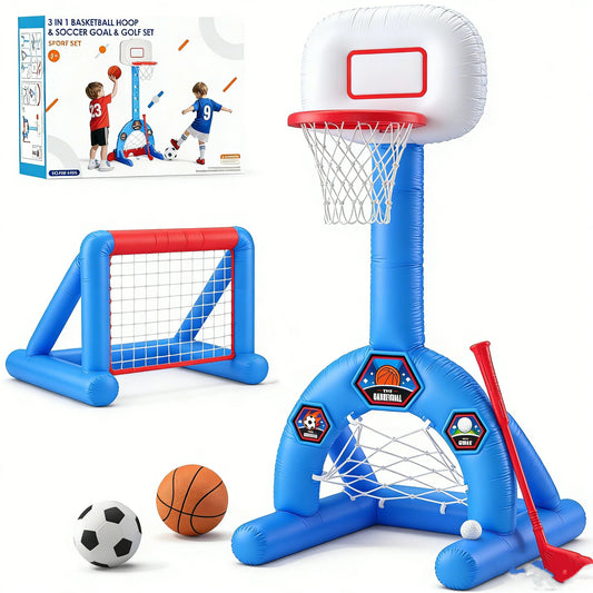 3-in-1 Active Play Basketball Hoop(Inflatable Version)